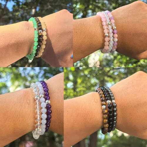Vista 3 de 3 pulseras de dinero de riqueza, pulseras de cristal curativo con ojo de tigre citrino para mujeres y hombres, piedra natural Feng Shui de la suerte