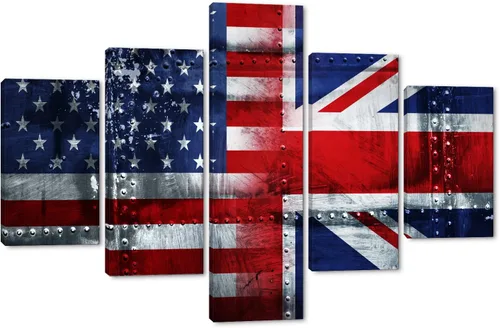 Vista 22 de Cuadros decorativos para pared de sala de estar, impresión en lienzo, retro, vintage, bandera estadounidense estadounidense y pintura moderna