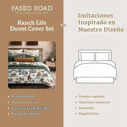 Vista 7 de Paseo Road Ranch Life - Juego de funda de edredón reversible de 3 piezas