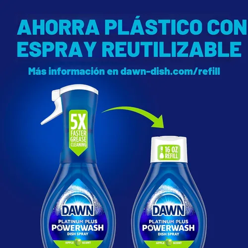Vista 6 de Dawn Platinum Powerwash - Spray para platos, jabón para platos, aroma a manzana, 16 onzas