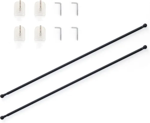 Vista 10 de jinchan Barras de cortina para puerta francesa, barras de cortina blancas ajustables sin taladrar con ganchos adhesivos, aluminio de 26 a 50 #Blanco