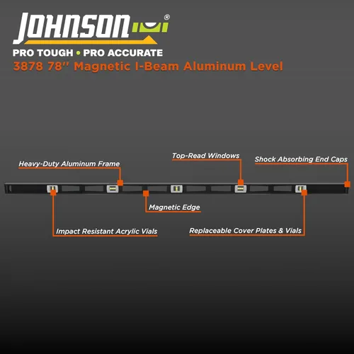 Vista 2 de Johnson Level & Tool 3878 - Aluminio magnético profesional, 78 pulgadas, negro, 1 nivel