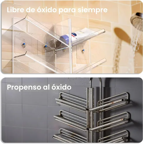 Vista 4 de AITEE Organizador de Baño Acrílico Caddy, Soporte Transparente para Champú Montado en la Pared, Organizador de Ducha con Ventosa, Sin Perforaciones