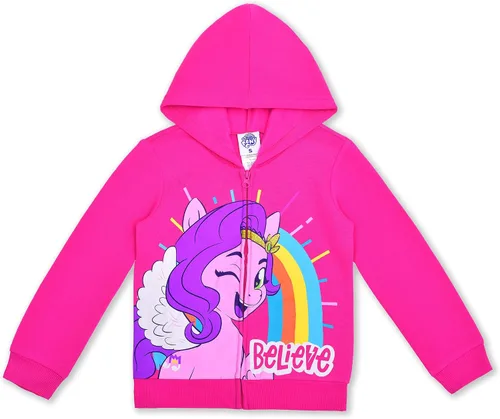 Vista 2 de My Little Pony Hasbro - Conjunto de sudadera con capucha y cremallera para niñas, camiseta de manga corta y pantalones de leggings para niños