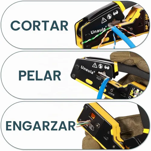 Vista 3 de Kit de Herramienta de Crimpado RJ45 de Paso Ethernet, Crimpadora Cat5 Cat6, Kit de Herramienta de Crimpado, Kit de Herramienta de Crimpado Ethernet