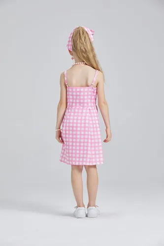 Vista 3 de Conjunto de cosplay de vaquera rosa para niñas, años 70 y 80