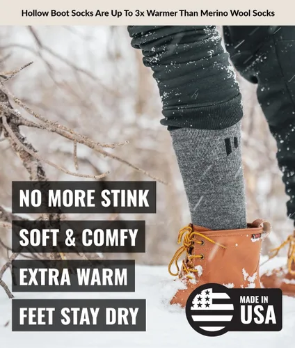 Vista 4 de HOLLOW Calcetines para botas de alpaca para hombres y mujeres, caza, senderismo, ciclismo, al aire libre, diseñados para comodidad y rendimiento