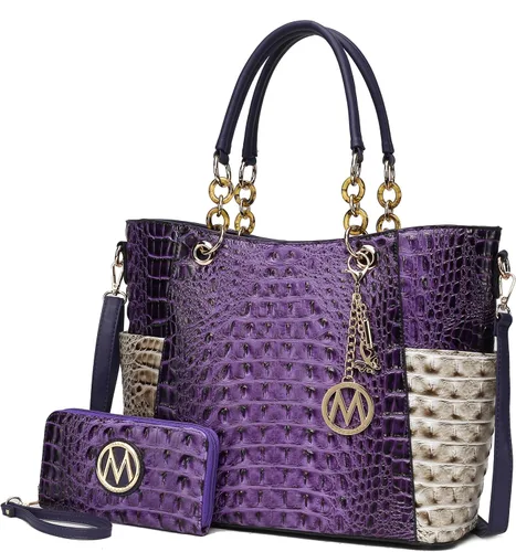 Vista 18 de MKF Collection - Juego de bolsa de mano para mujer, con cartera y asa superior, de piel vegana