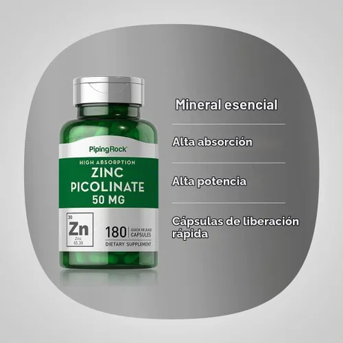 Vista 4 de Picolinato de zinc (zinc de alta absorción) 50 mg 180 cápsulas