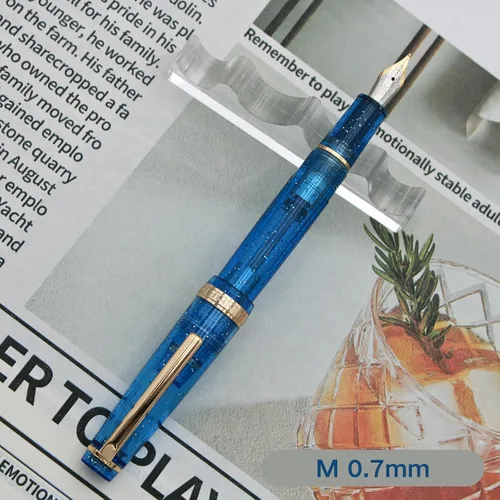 Vista 73 de 82 Pluma estilográfica - Barril de material acrílico, plumín extrafino de iridio con convertidor de tinta, pluma de escritura suave, diseño clásico