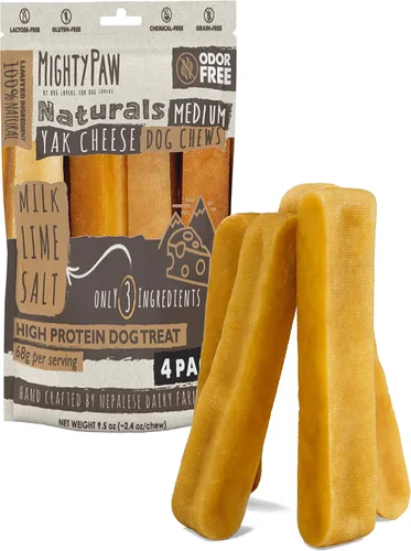 Vista 17 de Mighty Paw Golosinas masticables de queso Yak para perros Golosinas para mascotas 100% naturales de larga duración. Sin olor y excelentes