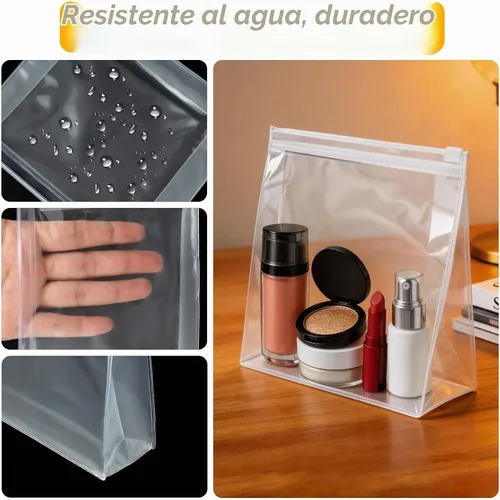 Vista 5 de Arroyner Mini bolsa de maquillaje transparente, 15 piezas, pequeñas bolsas de cosméticos de plástico transparente con cremallera, bolsa