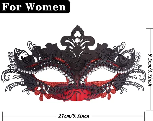 Vista 3 de SIQUK Máscaras de máscaras de metal veneciano para parejas, máscara de disfraz de Halloween, máscara de Mardi Gras para parejas, mujeres y hombres