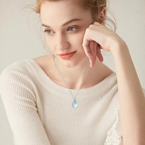 Vista 4 de TeardropSwan Moonstone Necklace 925 Sterling Silver Tree of Necklace Moonstone Pendant Necklace Moonstone Jewelry Gifts for Women Teen Girl