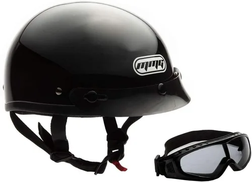 Vista 7 de Casco medio de motocicleta DOT Street Legal, M, Negro caucho
