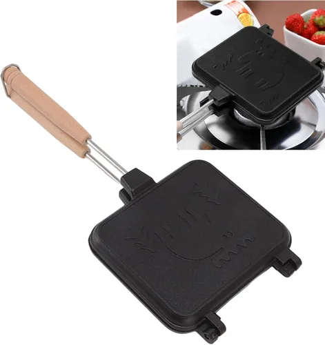 Vista 9 de JTLB Sartén para sándwich, doble cara a prueba de palillos con mango desmontable para bistec, pan, huevo