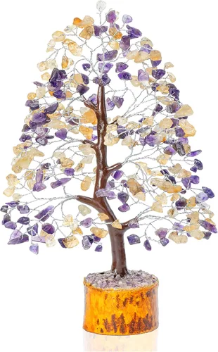 Vista 12 de Árbol de la vida de 7 chakras, árbol de la vida de cristal, árbol de piedras preciosas hecho a mano, árbol de Feng Shui, decoración de cristal