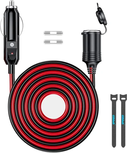 Vista 8 de Cable de extensión de encendedor de cigarrillos resistente de 12V/24V 16AWG de 4.9 pies, adaptador de cable de extensión de enchufe macho a hembra