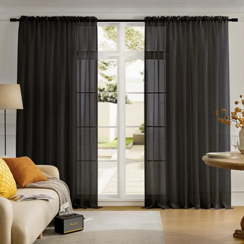 Vista 72 de MYSTIC-HOME Juego de cortinas de niveles transparentes blancas para cocina de 24 pulgadas de largo, tratamiento de cortinas para ventanas pequeñas