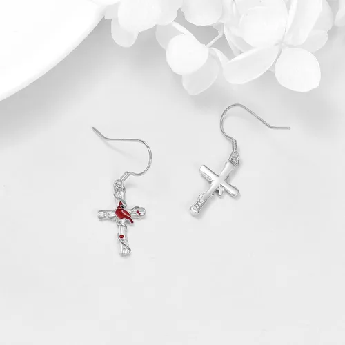 Vista 64 de POPKIMI Bonitos aretes colgantes de animales, joyería de animales, regalos de cumpleaños y Navidad para mujeres, aretes de ópalo de cristal de plata