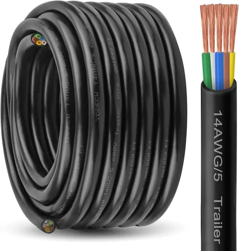 Vista 20 de Cable de Remolque de 4 Vías - Calibre 14, 4 Conductores, 10 Pies, Extensión de Cable Resistente de Cobre Puro, Cordón de Cableado para Remolque RV