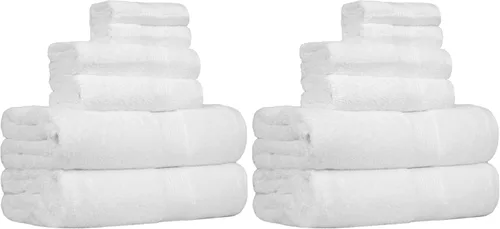 Vista 28 de Amazon Basics Juego de 6 toallas de gran tamaño resistentes a la decoloración, 100% algodón, altamente absorbentes, suaves, color verde azulado, 2