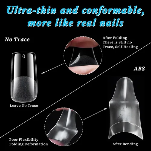 Vista 3 de 420 puntas de uñas cuadradas medianas transparentes uñas de gel