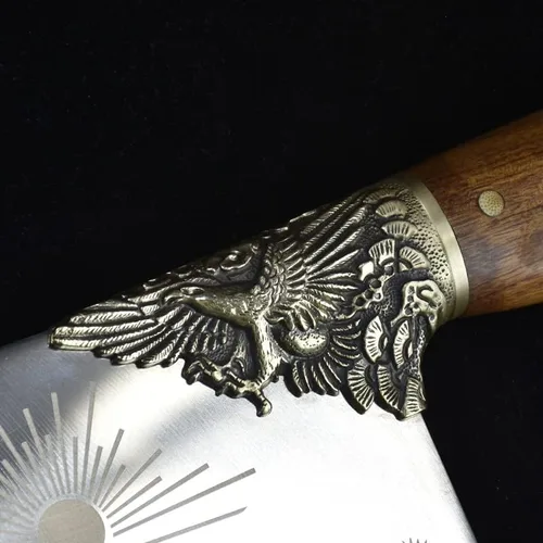 Vista 2 de Cuchillo de carne, cuchillo de cocina forjado a mano de 9 pulgadas, cuchillo de cocina de hoja afilada, cuchillo de cocina Longquan de China