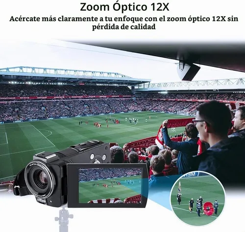 Vista 4 de ORDRO Cámara de video 4K AX65 Videocámara óptica, pantalla táctil IPS de 3.5 pulgadas, cámara de vlogging con zoom óptico 12X para transmisión