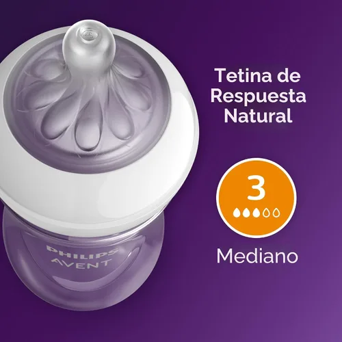 Vista 7 de Philips Avent Biberones naturales, flujo medio, 9 onzas, sin BPA, paquete de 2 Caudal controlado por bebé, diseño sin goteo, reduce los cólicos