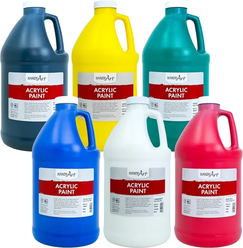 Vista 64 de Handy Art Pintura acrílica, juego de 12 colores, botellas de 16 onzas, acrílico líquido para estudiantes semibrillante, consistencia de flujo