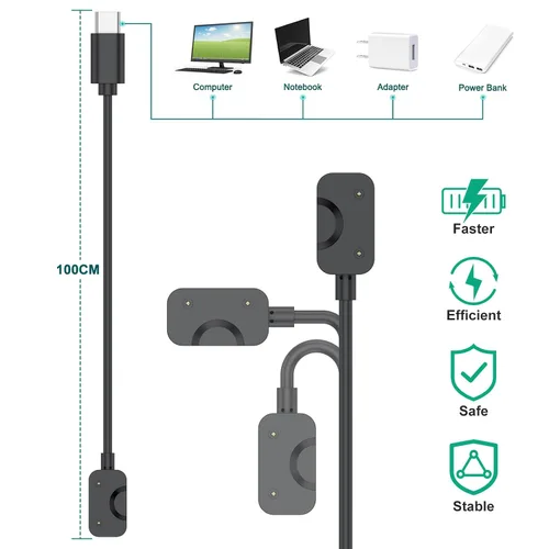 Vista 3 de Cable de carga USB C compatible con cargador Samsung Galaxy Fit 3, base de cable de carga de repuesto para reloj inteligente Galaxy Watch Fit 3