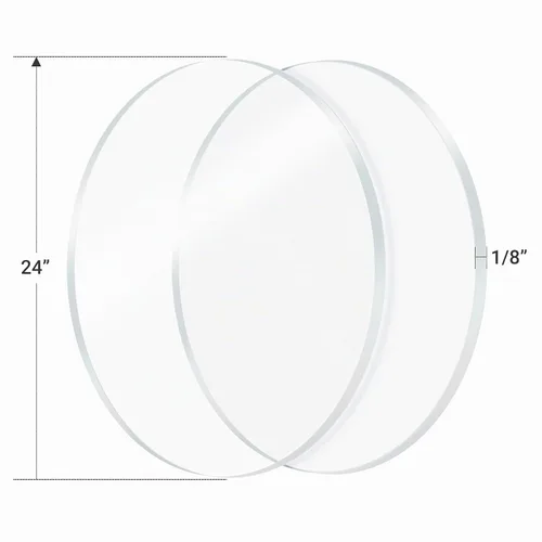 Vista 5 de 2 piezas de hoja redonda de plexiglás de 1/8 pulgadas, círculo acrílico transparente de 24 pulgadas de diámetro, hoja de acrílico redondo de disco