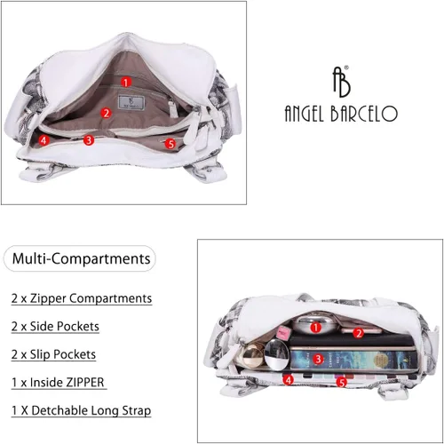 Vista 14 de Angel Barcelo - Bolsa de hombro amplia para mujer, diseño Hobo, cuero lavado