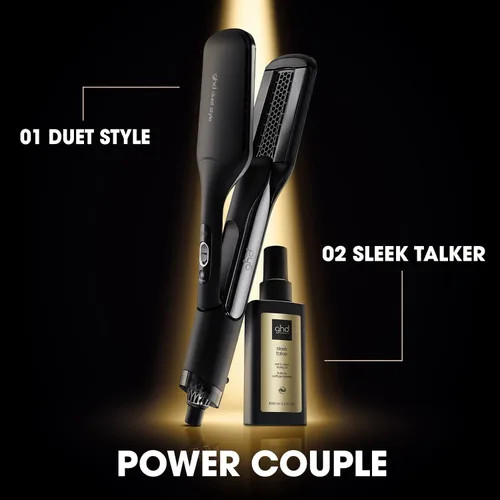 Vista 2 de ghd Duet Style Power Couple - Estilizador de cabello de aire caliente 2 en 1 (Negro) con elegante Talker Wet to Sleek Hair Styling Oil