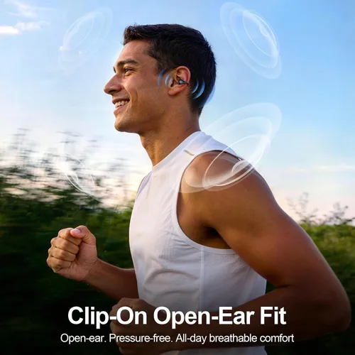 Vista 2 de Auriculares deportivos Bluetooth 6.0 con micrófono de conducción ósea, impermeables, IPX7, resistentes al sudor, para correr, ciclismo, sonido
