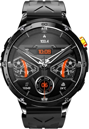Vista 3 de ALPHAGEAR Alpha Smartwatch para iPhone y Android, responder/hacer llamadas, seguimiento de bienestar 24/7, pantalla AMOLED de 1.75 pulgadas, batería