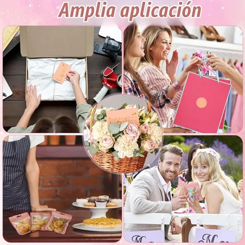 Vista 7 de Leelosp 2280 tarjetas de agradecimiento rosadas y calcomanías para pequeñas empresas, regalos hechos a mano, embalaje de envío, pulsera resellable