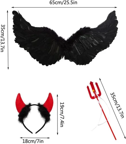 Vista 3 de Tkocisa Alas de ángel de Halloween alas de plumas disfraces de ángel de Halloween