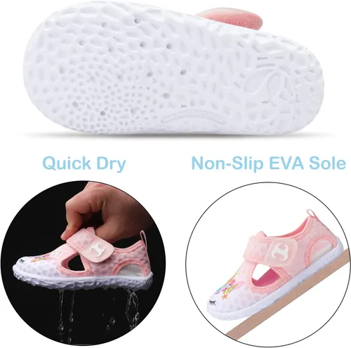 Vista 3 de Scurtain Zapatos de agua para niños pequeños, calcetines acuáticos de secado rápido para bebés, niños y niñas, zapatos de playa, zapatos de natación