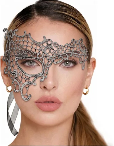 Vista 36 de Masquerade Mask For Women Lace Masquerade Mask for Masquerade Party, Proms, Venetian Party, Mardi Gras, Halloween & Cosplay Ana Bg Pluma de Pavo Real
