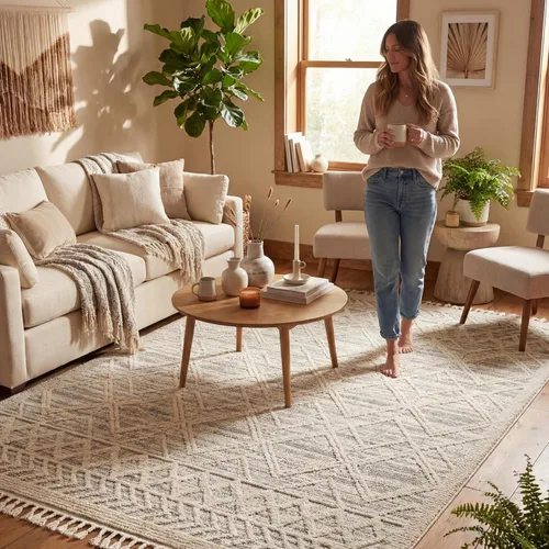 Vista 5 de nuLOOM Ansley - Alfombra marroquí con borlas de 2 x 6, color gris claro, diseño bohemio con textura alta y baja, pelo alto de felpa, resistente a