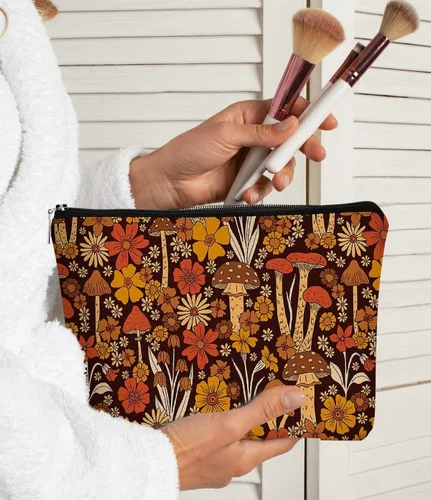Vista 2 de BARPER Bolsa de maquillaje de hongos - Regalos para mujeres hippies, cosas de hongos, mushroom 1, Vintage