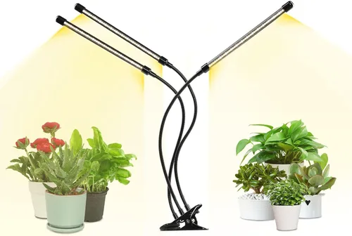 Vista 9 de iPower Luz LED de crecimiento con espectro completo para plantas de interior, cuello de cisne ajustable, 5 niveles regulables, 3 modos de Blanco