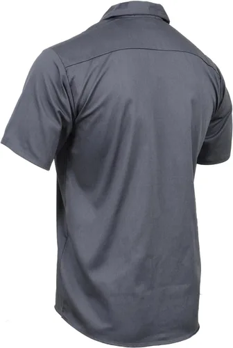 Vista 4 de Milwaukee Leather MDM11668 Camisa de trabajo gris con botones y bolsillos para hombre, camisa clásica de trabajo mecánico con bolsillos, Gris