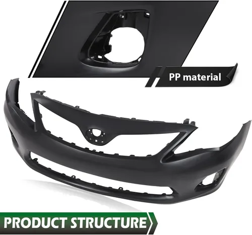 Vista 4 de GRAND ORANGE Cubierta de parachoques delantero imprimada compatible con Toyota Corolla Base CE L LE 2011 2012 2013 5211903901, TO1000372