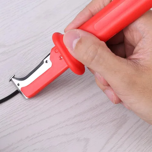 Vista 4 de Cuchillo pelacables Cuchillo Rojo Acero Inoxidable Pp 1 Pc Cable de Aislamiento Eléctrico Cortador Cortador de Mango Aislado Herramienta Con Rojo