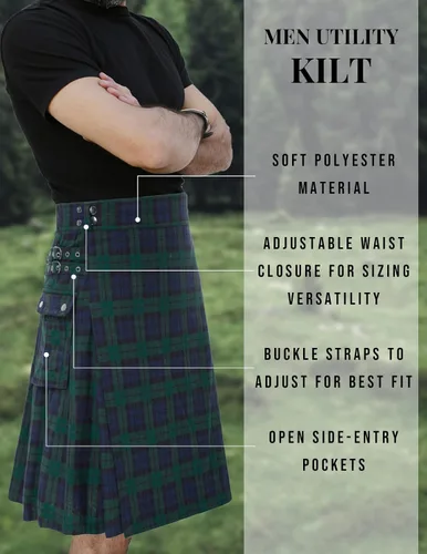 Vista 3 de Scottish - Kilt Traditional Highland Tartan Utility Kilt