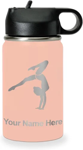 Vista 45 de LaserGram Botella de agua personalizada, soporte de mano de gimnasta, acero inoxidable de doble pared aislada al vacío con popote superior, regalo