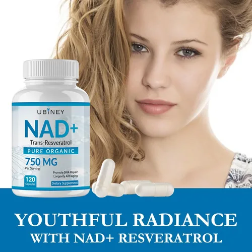 Vista 5 de NAD+ 750mg con Trans-Resveratrol – Suplemento de dinucleótido de adenina de nicotinamida orgánica pura – Reparación de ADN, energía celular, apoyo